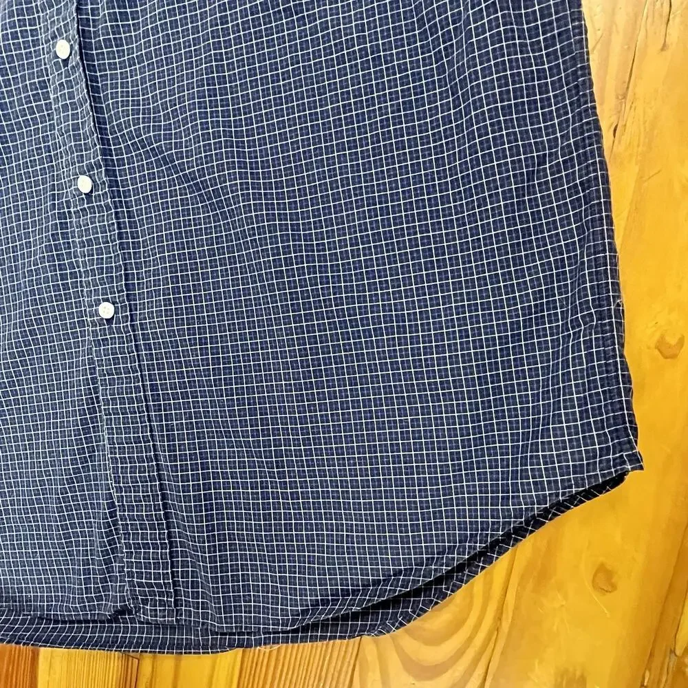 VTG 90s Ralph Lauren Blake Plaid Button Down Shirt L Navy Blue Preppy Oversized
